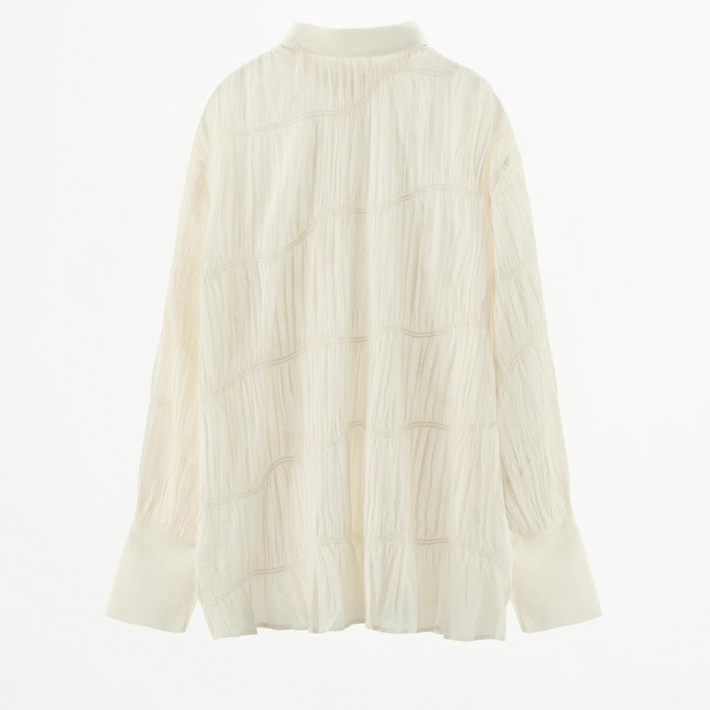 ZARA RUCHED COTTON SHIRT - Picture 3 of 4